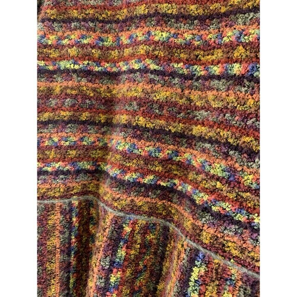 BOGO Canvasbacks Plush Knit Jacket Multi Stripe Pattern Button Shoulder Pads L - Picture 8 of 14